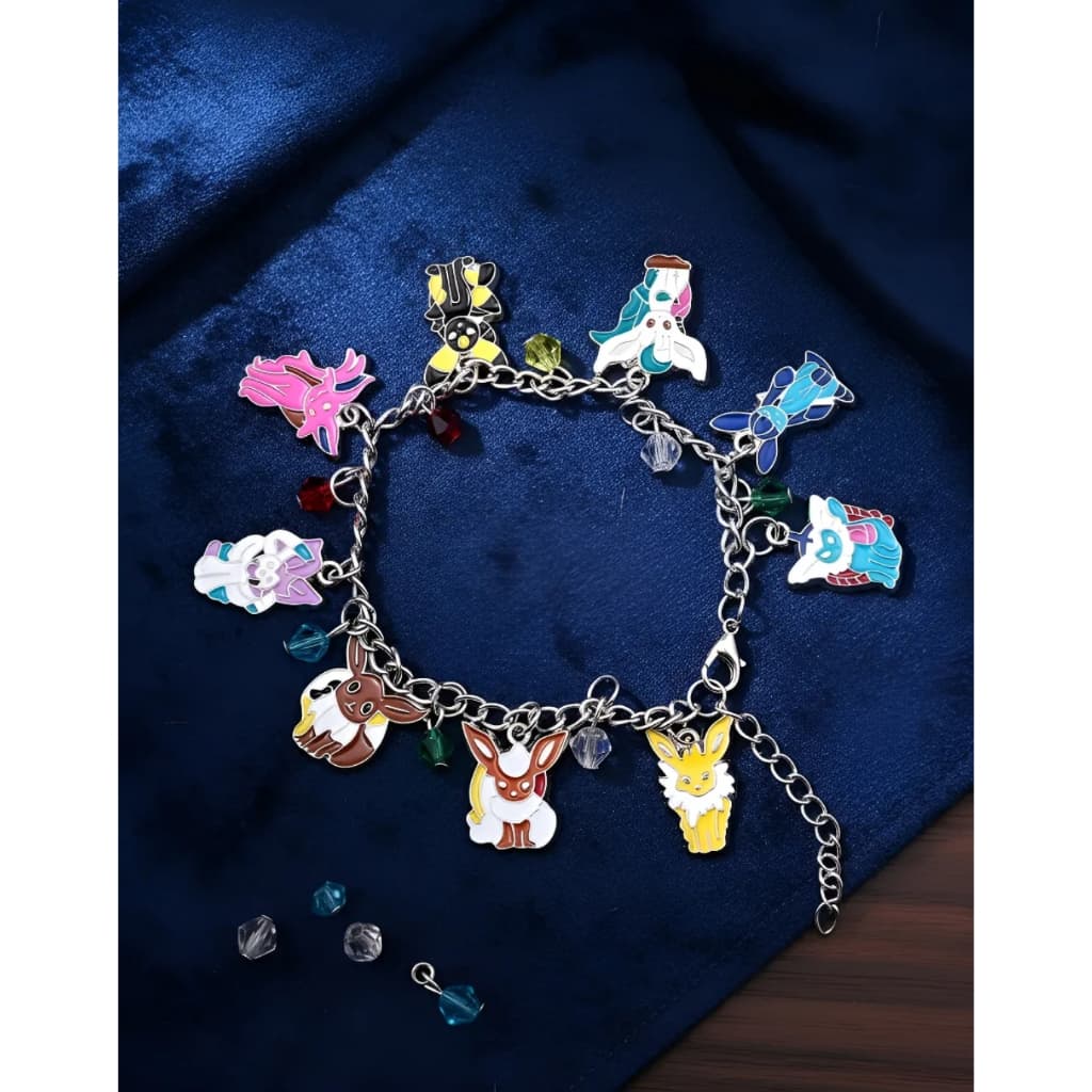 Pulseira Pokémon Evoluções Eevee Pingente Mini Monstros Presente Criativo Otaku Geek Cosplay Anime