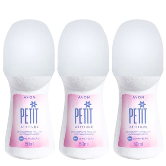 Roll On Petit Attitude Avon Kit com 3/5/9 unidades (50 ml cada)- PRODUTO ORIGINAL