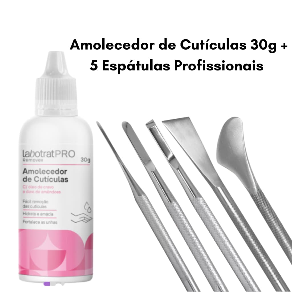 Amolecedor de Cutículas 30g + 5 Espátulas Profissionais