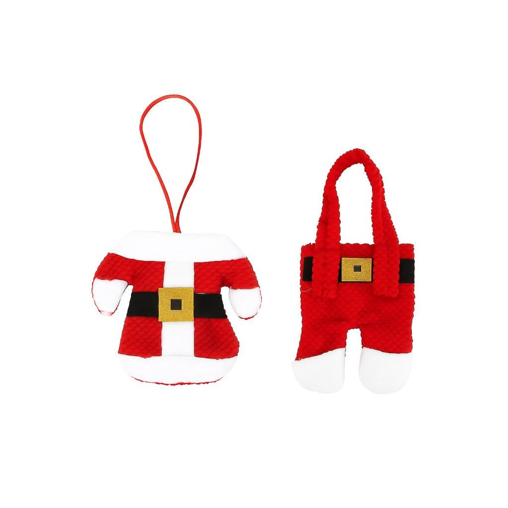 Decoração Mesa de Natal – 2 Porta-Talheres Tema Papai Noel (Blusa + Calça)