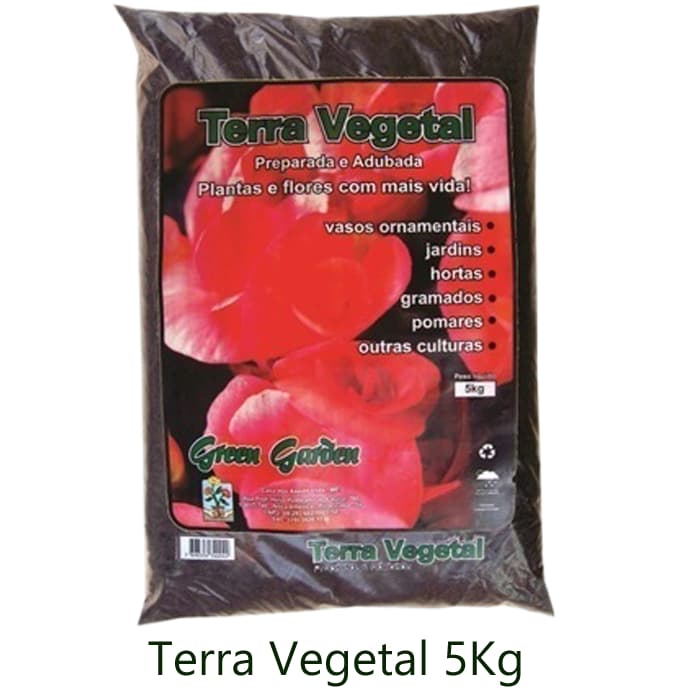 Terra Vegetal Preparada e Adubada 5 ou 10 kg 1 pacote Green Garden