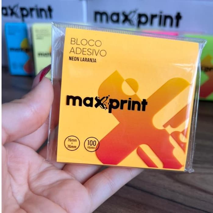 Bloco Adesivo Post It 76x76mm 100 Folhas Neon Laranja Amarelo Verde Azul Rosa Ou Amarelo Pastel Maxprint Escolar