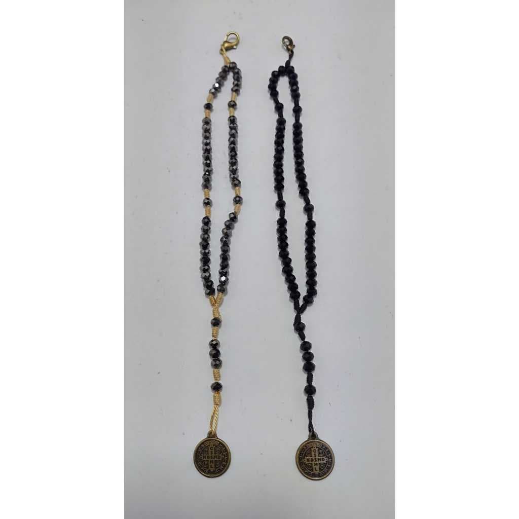 PULSEIRA TERÇO SÃO BENTO CRISTAL OURO VELHO PV32