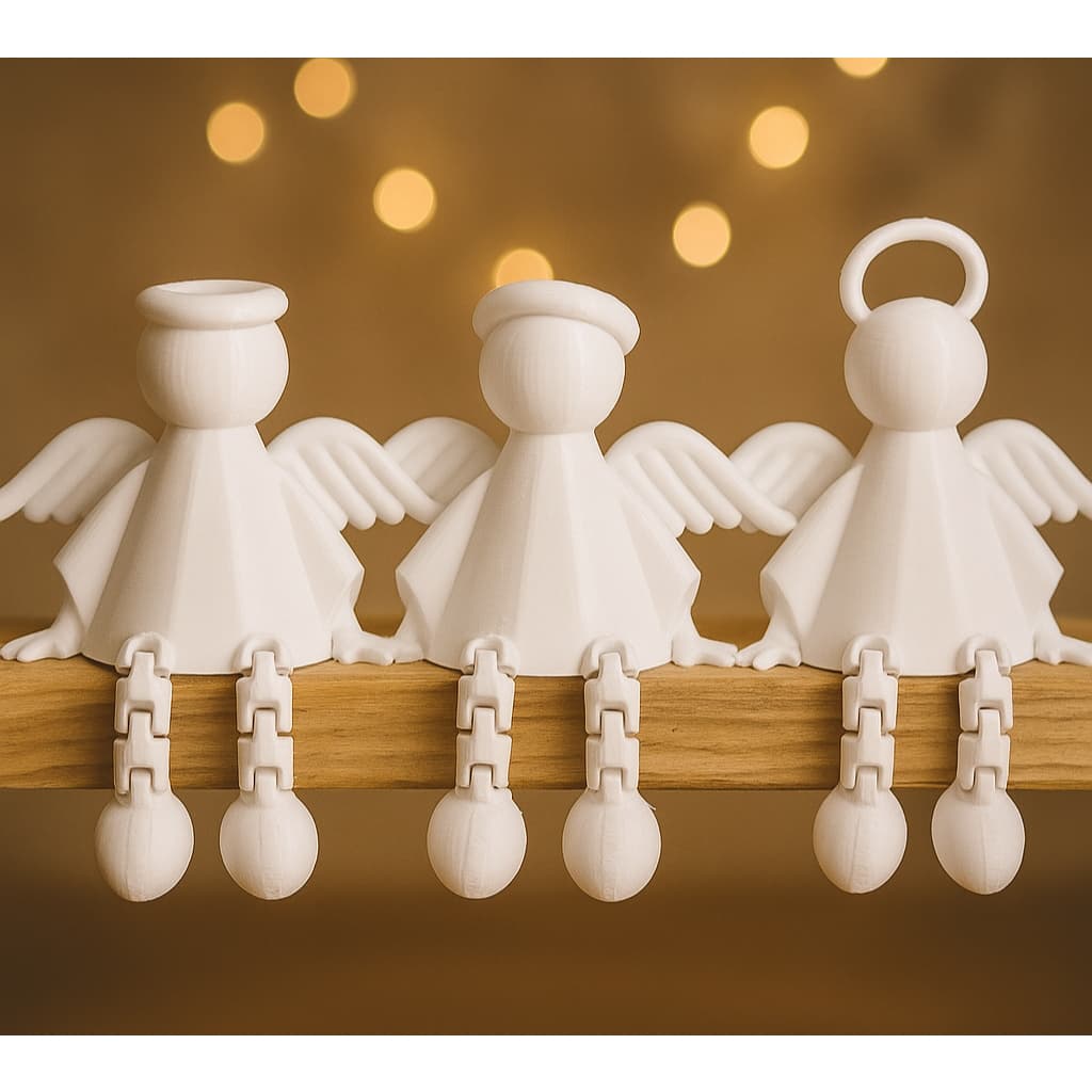 Trio Anjinhos Natalinos Articulados Decoração de Natal