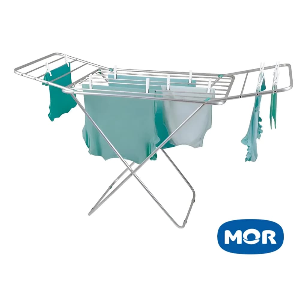 Varal De Chão Com Abas em Alumínio - MOR - Dobrável, Portátil, Seca Roupa, Não enferruja.