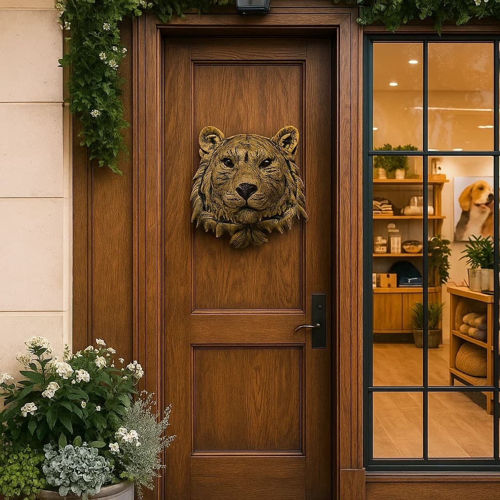 Cabeça de Tigre Estatueta Decorativa Porta Parede Já Incluso Gancho Pendurar FEITO NO BR