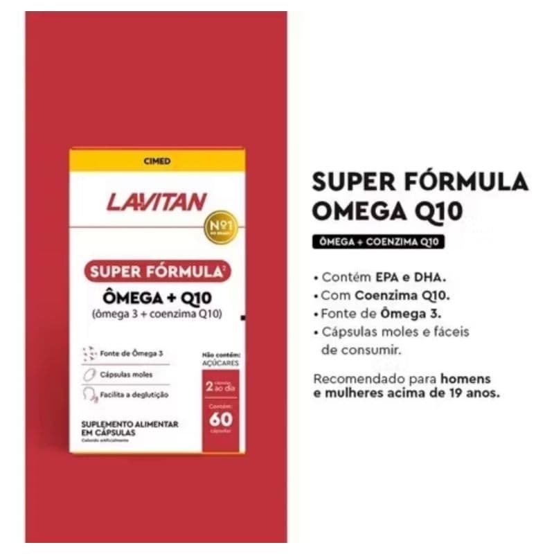 Lavitan Super Fórmula Ômega 3 + Q10 60 Cápsulas