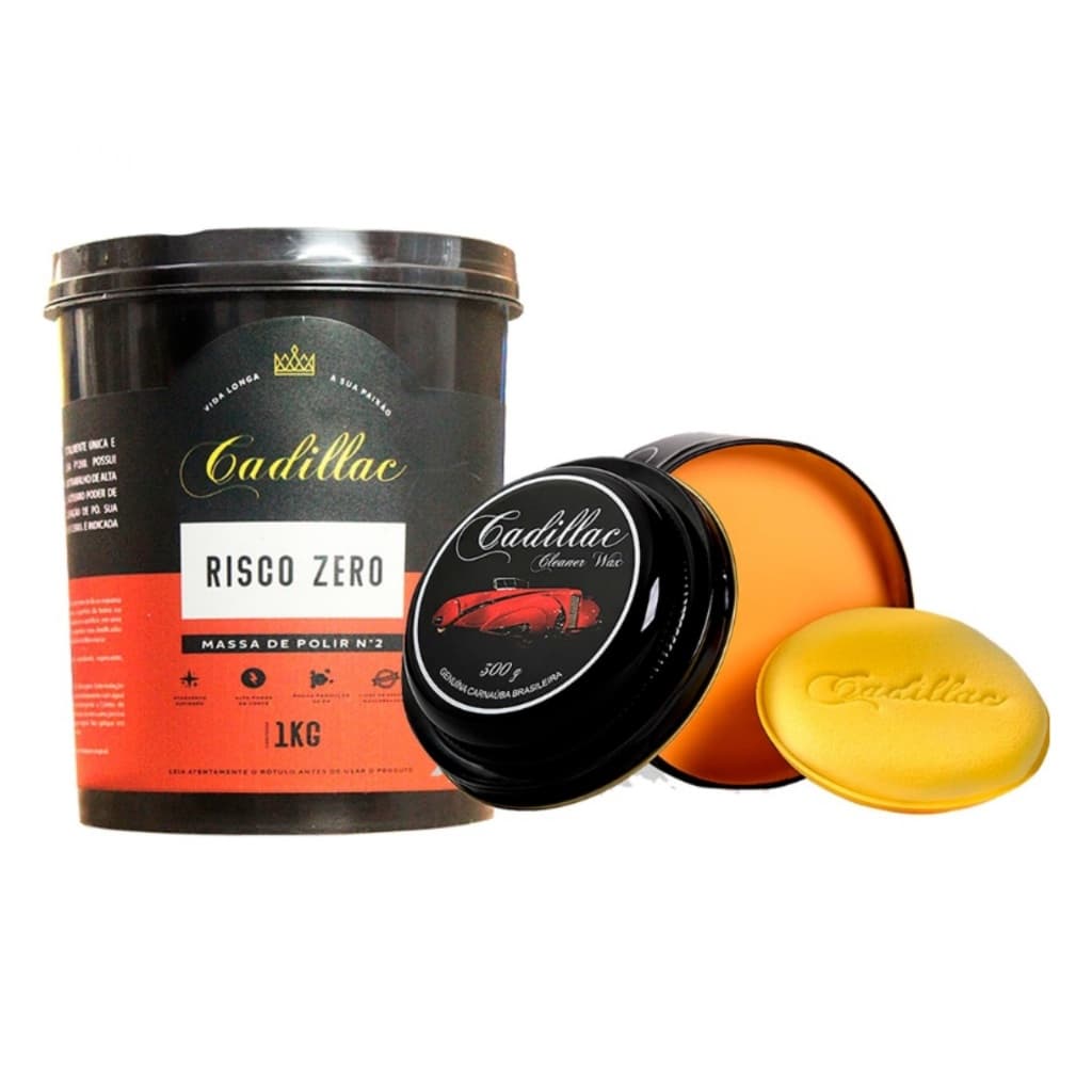 Kit Cera Cleaner Wax Limpadora Massa de Polir N 2 Cadillac Polimento Brilho e Proteção Automotiva