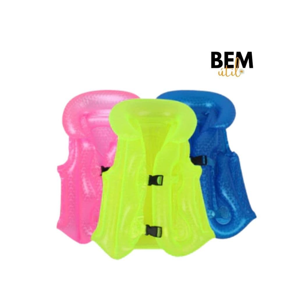 Colete Neon Inflável Boia para Piscina Praia Lago Infantil Flutuador Para Criança e Bebê Unissex 45 CM