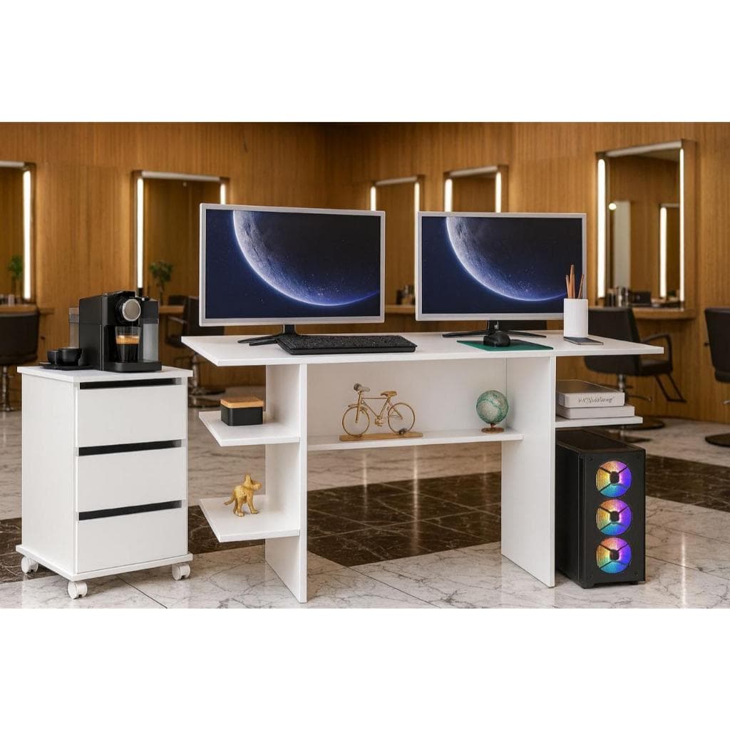 Mesa Gamer Compacta & Gaveteiro Com Rodinhas -Cores Multiuso