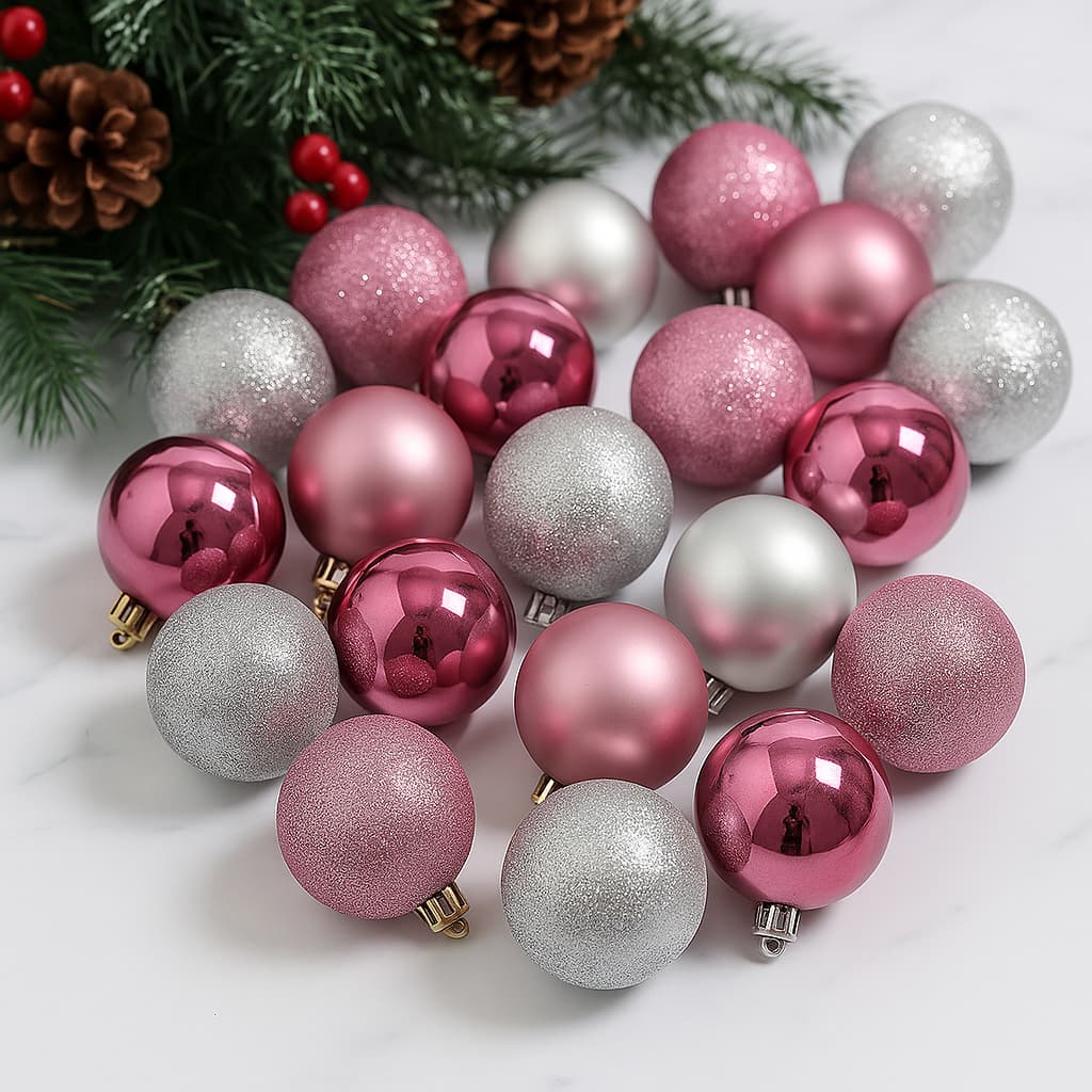 Kit Bolinhas de Árvore de Natal Bolas 4cm Mista Lisa Fosca Glitter Decoração Natalina