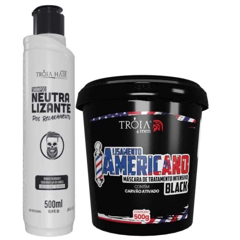Alisamento Americano Black 500g com Neutralizante 500ml Relaxamento Rápido Profissional