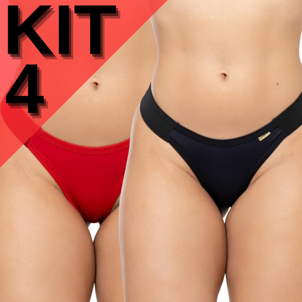 KIT 4 Calcinha Fio Duplo Feminina Não Marca Confortável Básica Diária Microfibra