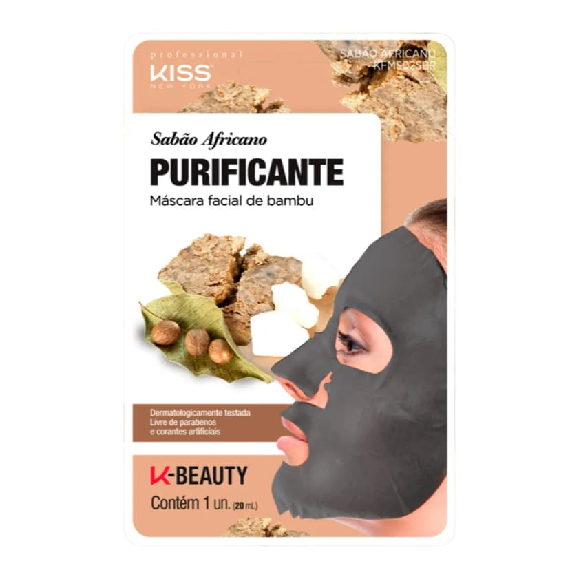 Máscara Facial de Bambu Sabão Africano - Kiss New York - Purificante