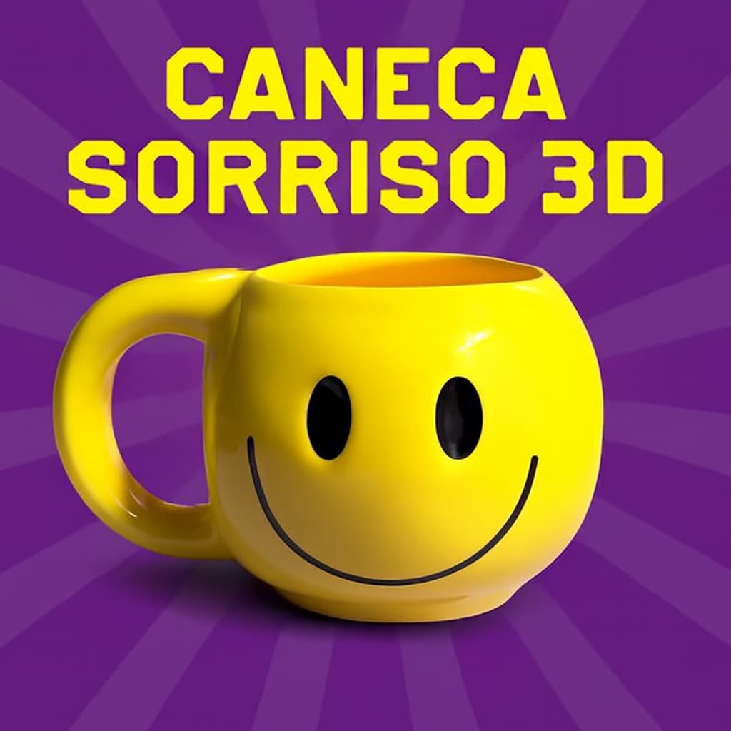 Caneca 3D Broglio Sorriso 350 ml Cerâmica Premium Presente Criativo para Amigos