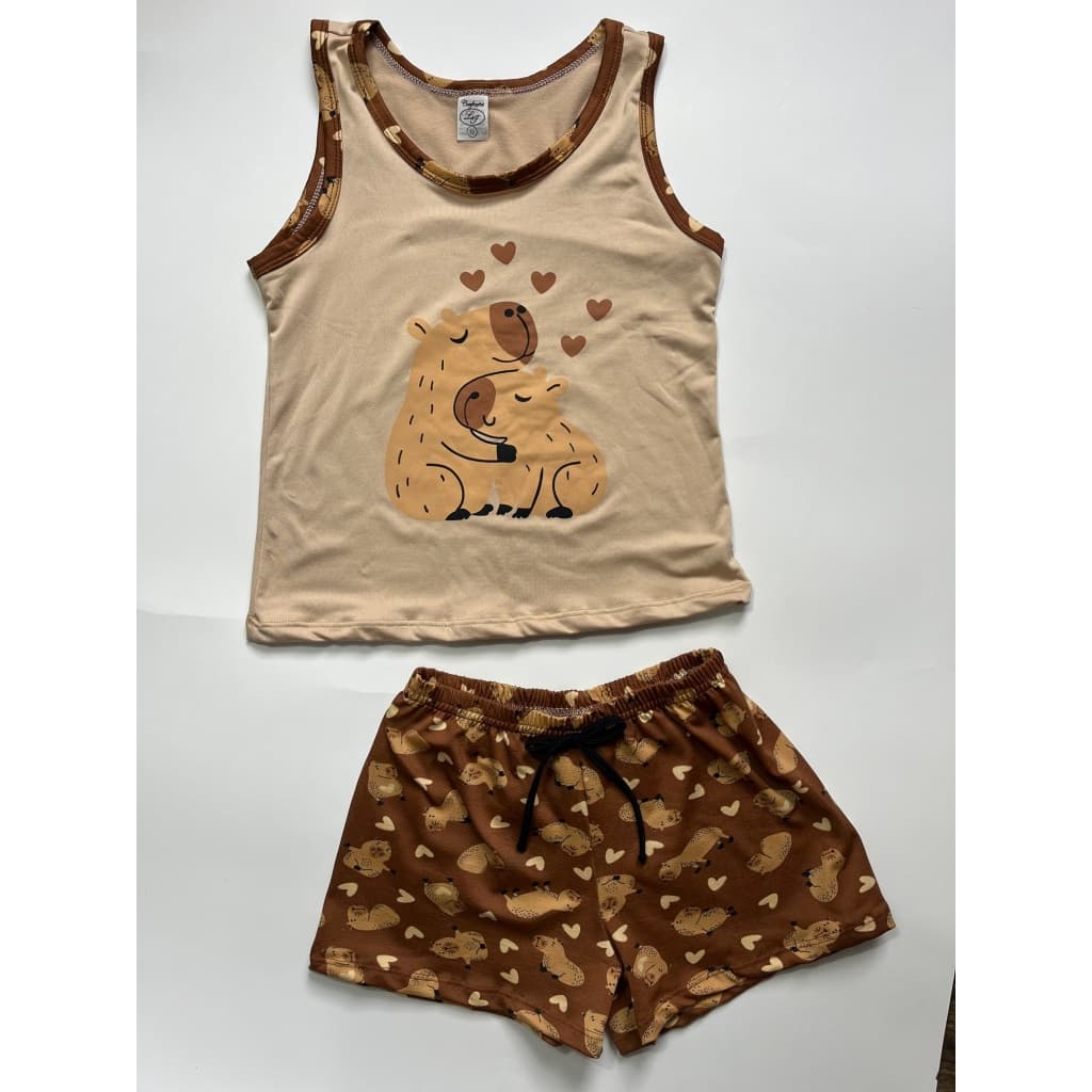 Pijama Capivara Baby Dool Adulto Infantil Juvenil Material de Suede