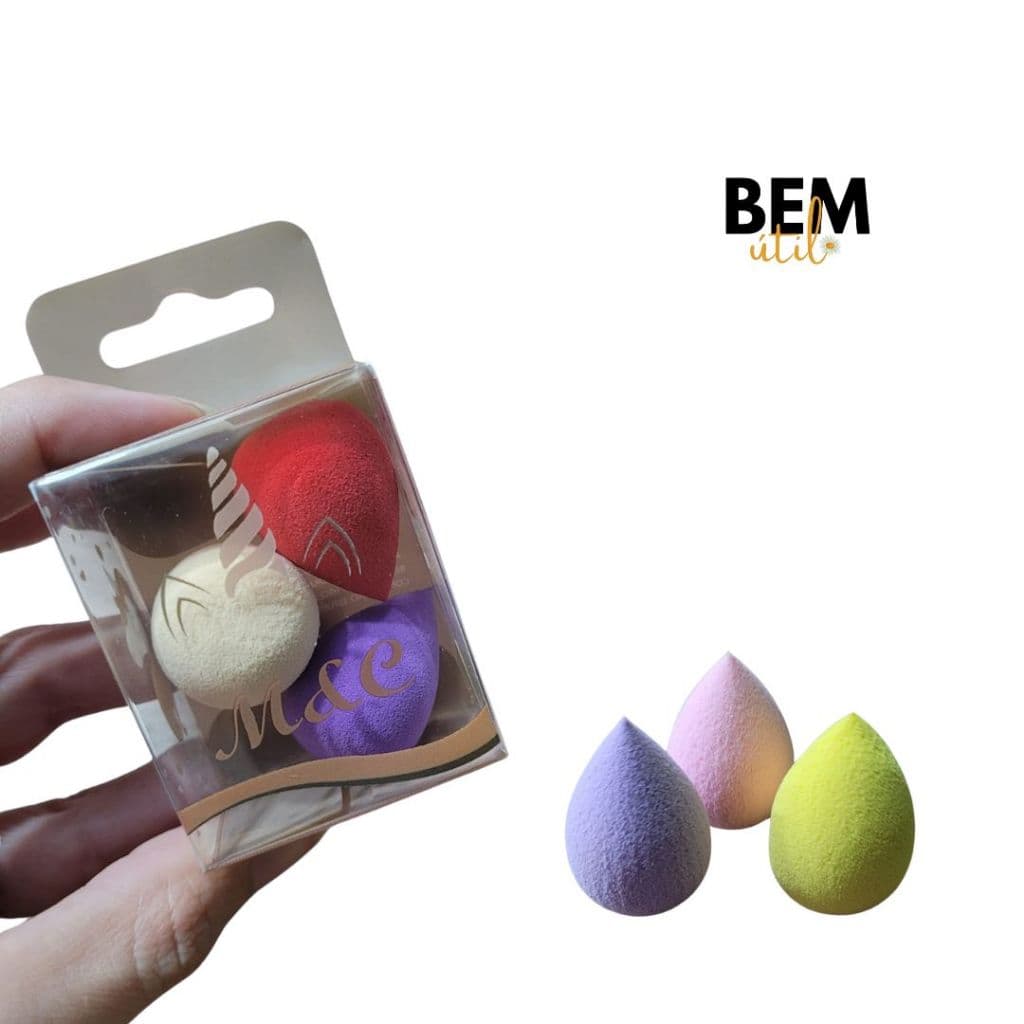 Kit 3 Minis Esponjas para Maquiagem Gotinhas Puff Esponjinhas