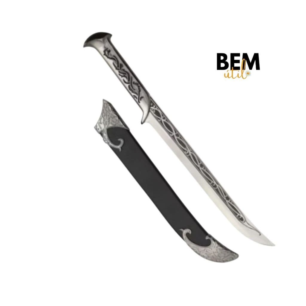 Facão Faca Decorativo Prata Preto 40 Cm - anime mangá colecionador