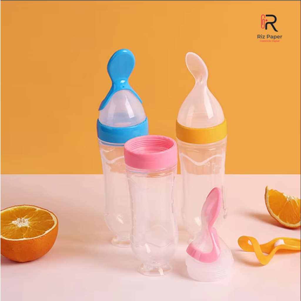 Colher Mamadeira Dosadora de Silicone para Bebê com Ventosa Introdução Alimentar