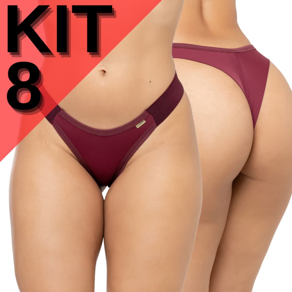 KIT 8 Calcinha Fio Duplo Feminina Não Marca Confortável Básica Diária Microfibra