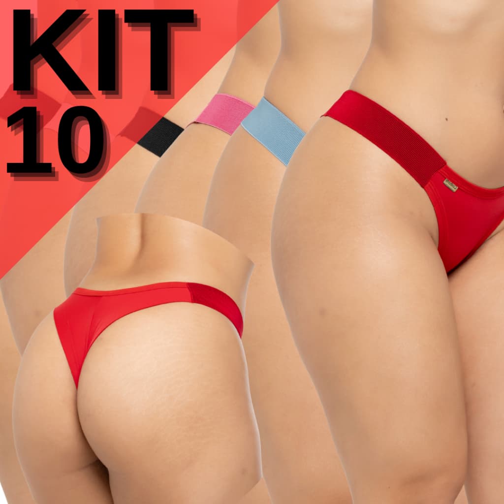 KIT 10 Calcinha Fio Duplo Feminina Não Marca Confortável Básica Diária Microfibra