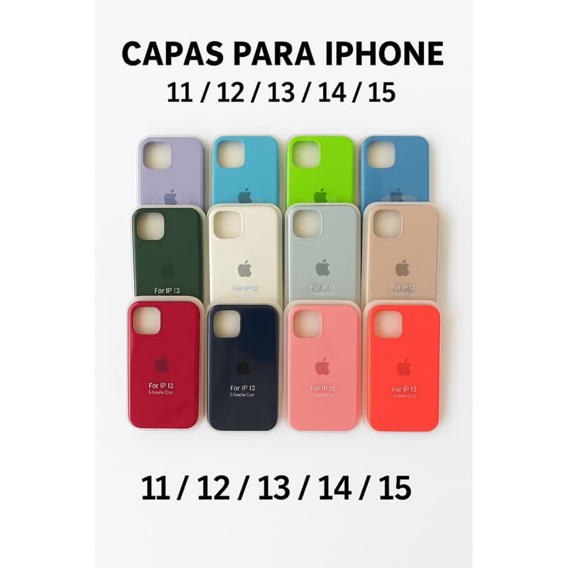 Capa Silicone Veludo Premium Forrada iPhone 11 12 13 14 15 | Toque Aveludado | Antirrisco