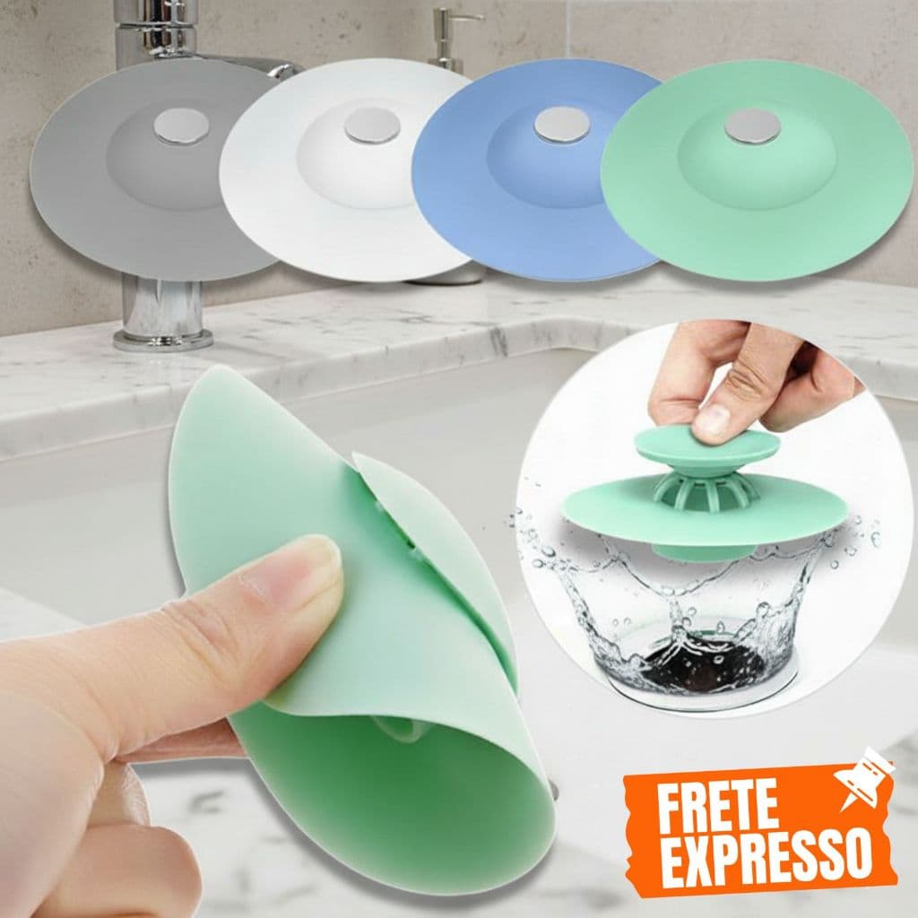 Kit Válvula Tampa para Ralo Flexível em Silicone com Filtro Drenagem Água para Cozinha Pias Banheiro