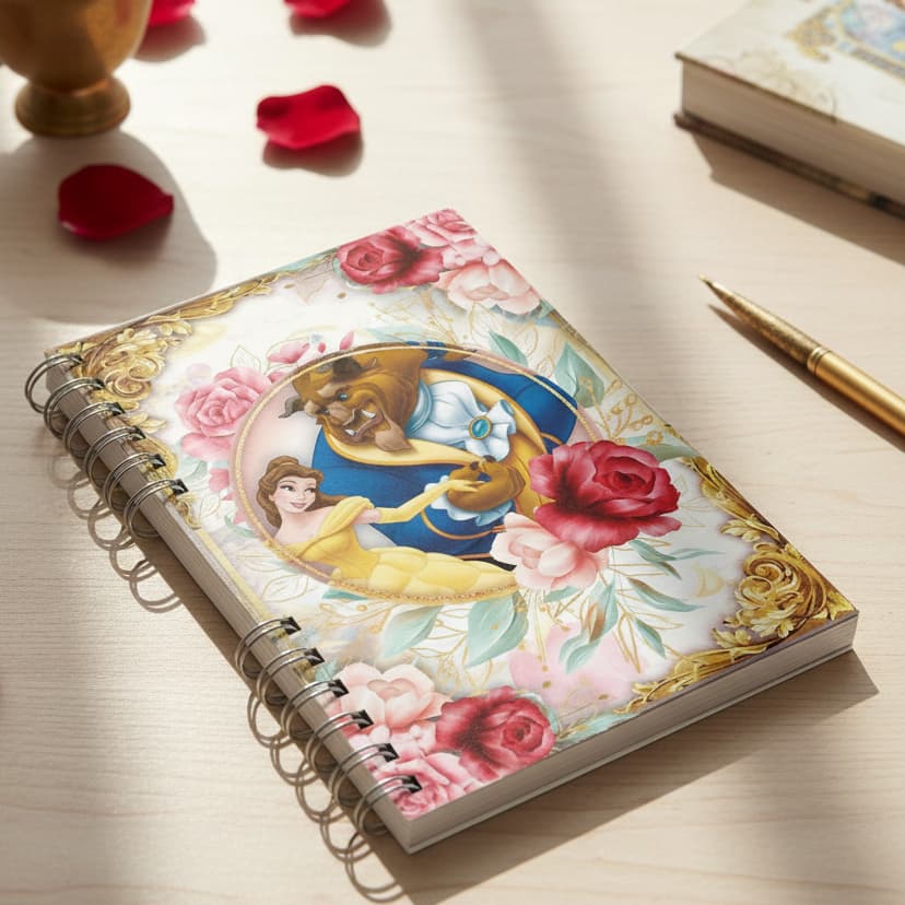 Caderno Personalizado A Bela E A Fera 100 Folhas Escolar Presente Dia das Crianças Papelaria
