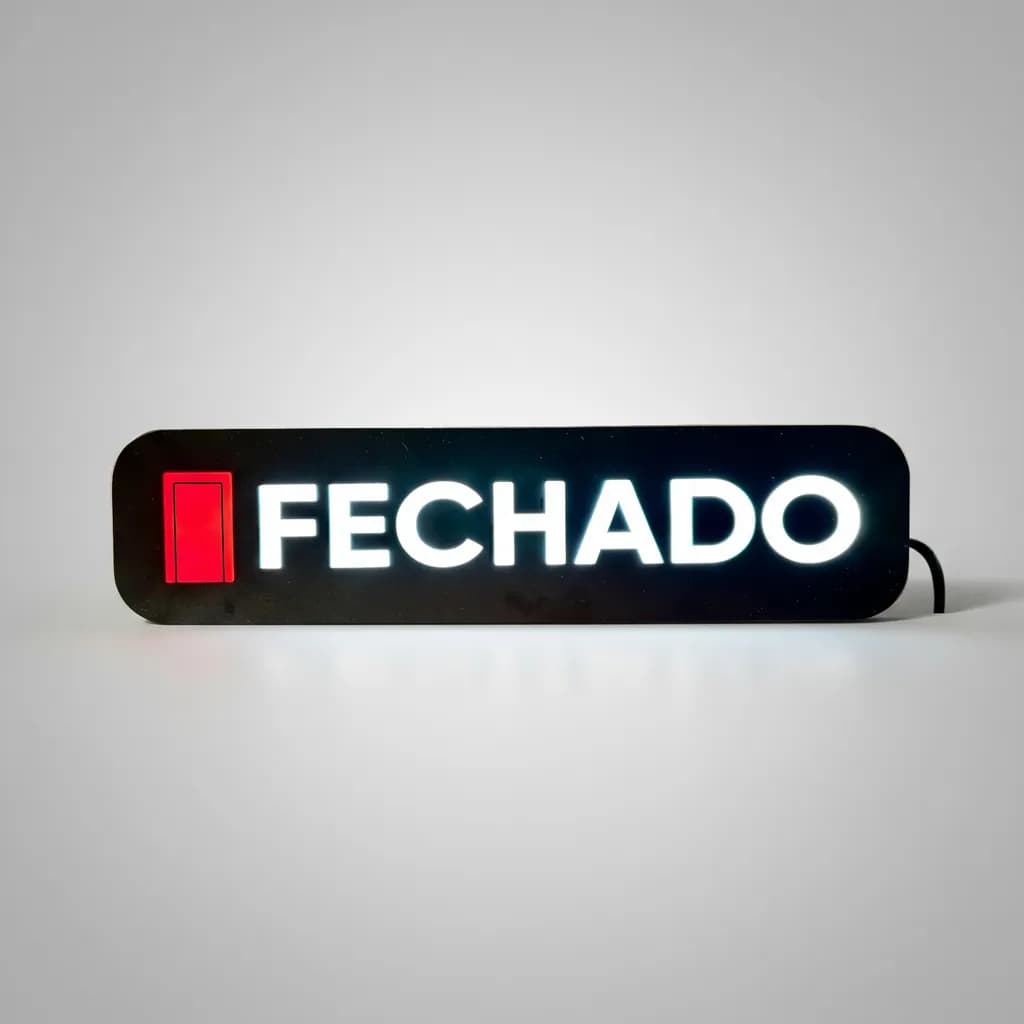 Placa Letreiro Led Fechado Luminoso Neon Loja Comércio