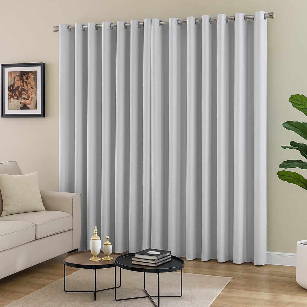 Cortina em Tecido Blackout Bleacute Corta Luz Veda Luz Para Sala ou Quarto - 2,70 x 2,30 - Cinza Gelo
