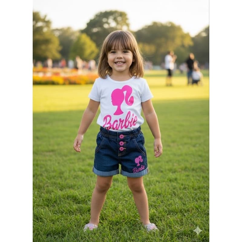 Conjunto Menina infantil Boneca Bar bie