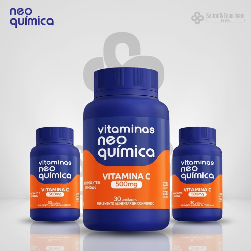 Vitamina C 500mg Suplemento Imunidade e Antioxidante 30 Comprimidos