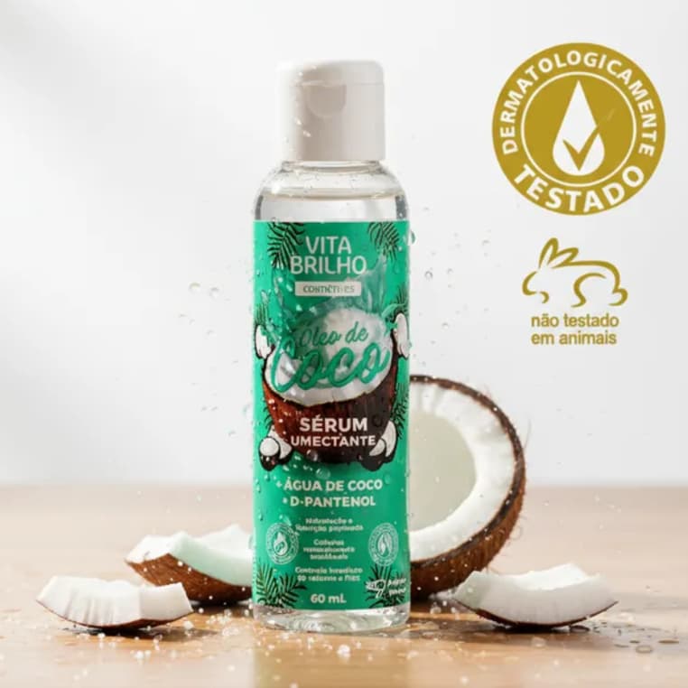 Sérum Umectante Anti Frizz Óleo de Coco Hidratação Profunda Nutrição Capilar Maciez VitaBrilho 300ml