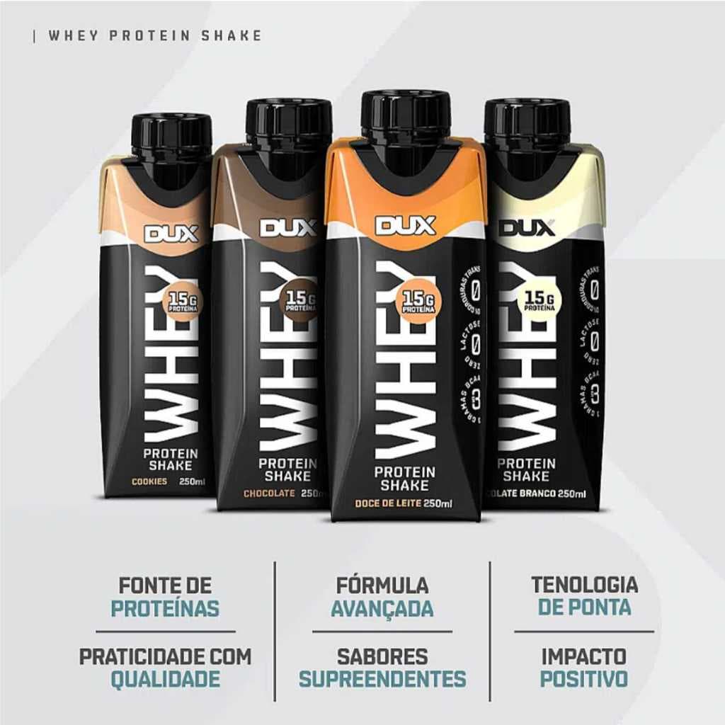 Kit 8x Whey Protein Shake Dux Nutrition 15g Proteínas Dose Sabor Cookies