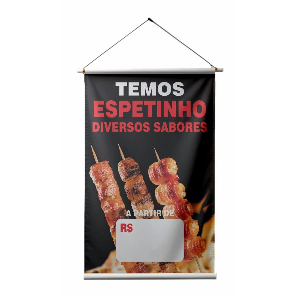 BANNER EM LONA ARTE PRONTA - TEMOS ESPETINHO