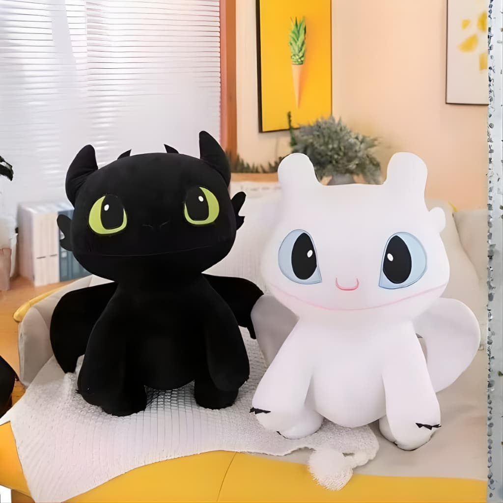 Kit 2 Pelúcias Banguela 30 cm Como Treinar Seu Dragão Filme Fúria da Noite Pelúcia Antialérgica