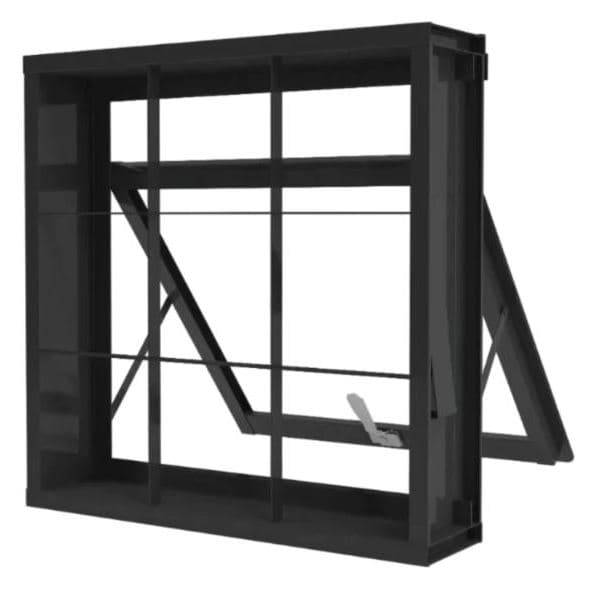 Janela Portinhola Basculante em Aço com Grade 60x60cm ou 50x50cm — Ideal para Banheiro (Sem Vidro)