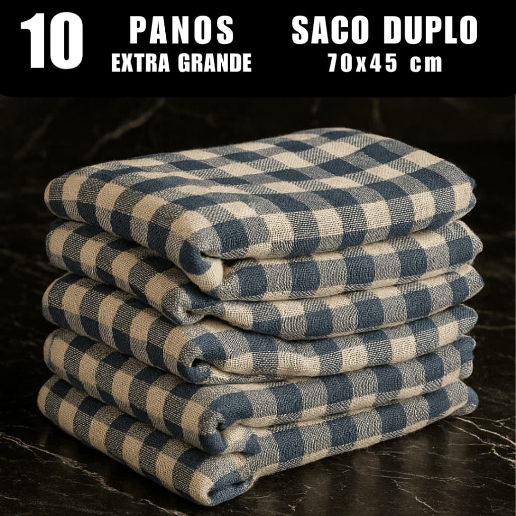 10 Panos de Chão Duplo Xadrez Grosso 70×45 cm
