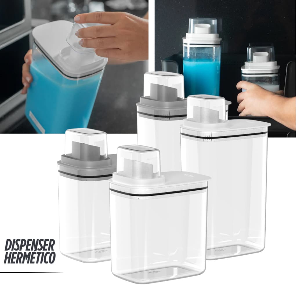 Monte seu Kit Dispenser Organizador Lavanderia 2,3 litros + 1,5 Litros Acrílico  Sabão,  Amaciante