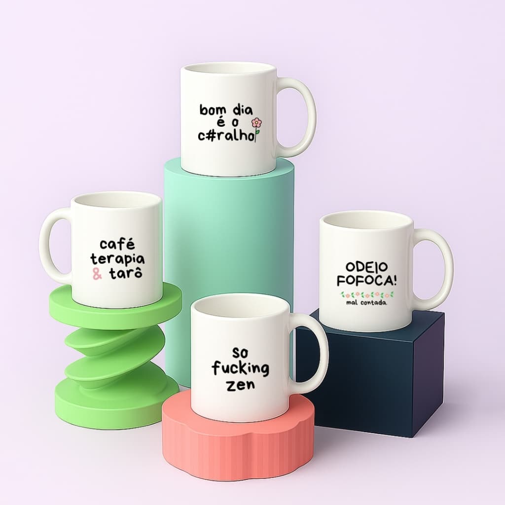 Caneca Xicara Porcelana 325ml Pinterest Tumblr Enxoval Louça Personalizada Presente Decoração Casa