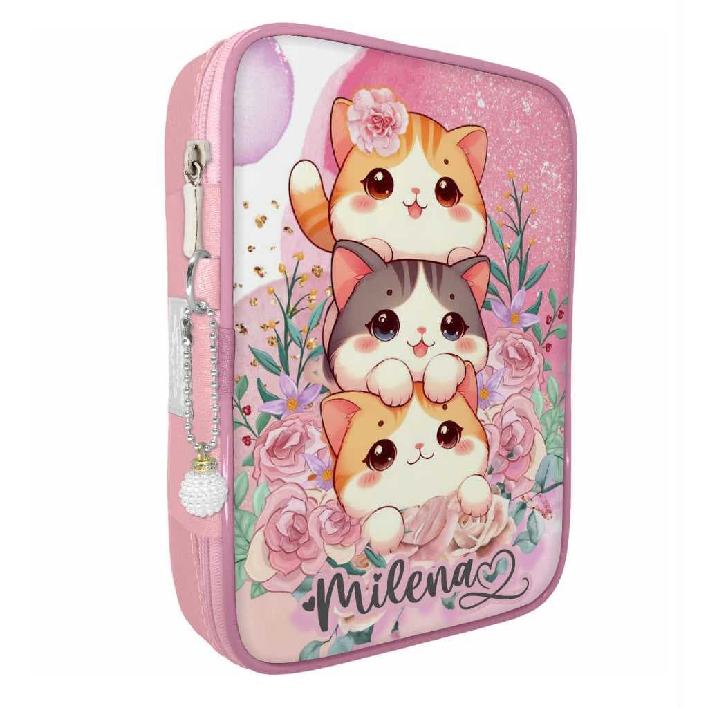 Estojo 100 pens slim personalizado pets dog cat cachorro gatinho veterinaria organizador canetas