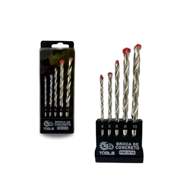 KIT 05 BROCAS PARA CONCRETO E PAREDE 4 5 6 8 E 10