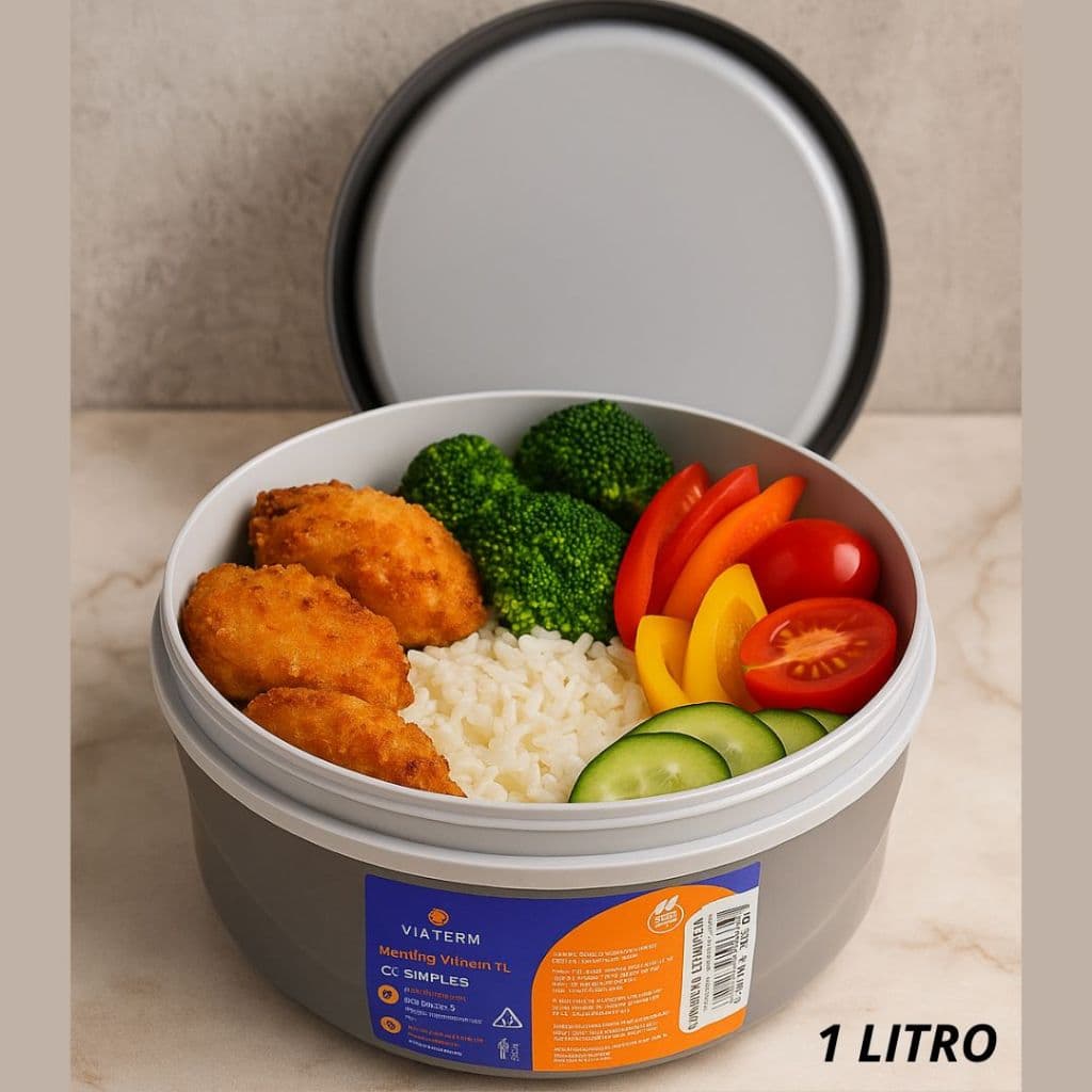 Marmita tampa rosca 1L Cinza -  Para Alimentos