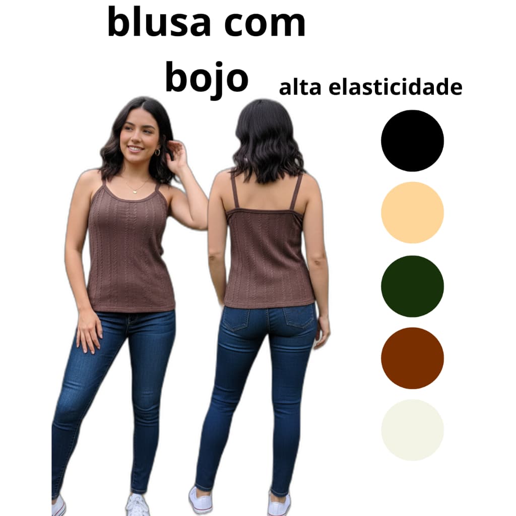 kit 3 peças,blusa com bojo , Blusinha Feminina Básica Blusa Elegante , blusa verao , blusa basica
