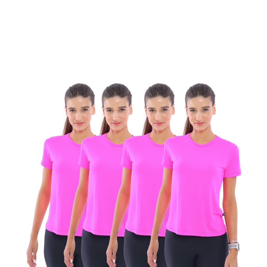 Kit 4 camisetas Dry Fit Baby Look 100% Poliamida