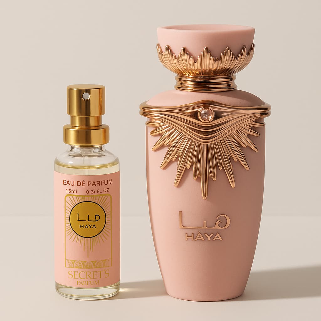 Perfume Árabe Secret’s Parfum Haya 15ml – Fragrância Oriental, Cítrica, Floral, Alta fixação