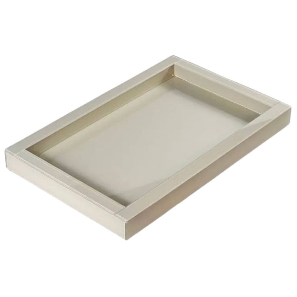 Bandeja Decorativa Vidro Laqueado Off White Bar Sala Extra Grande 35x55cm
