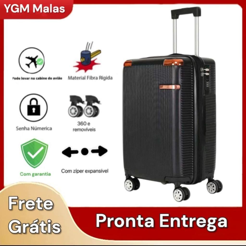 Mala Para Viagem De Bordo 10kg P Abs Com Zíper Expansível Rodinhas 360 Removíveis Bagagens de mão
