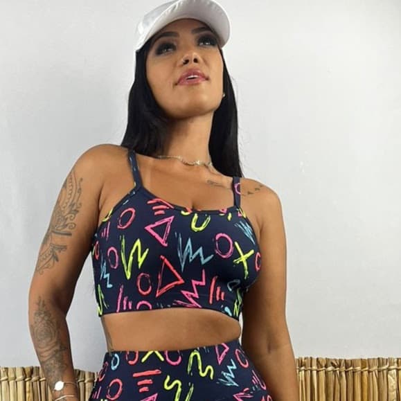 Top feminino alça fina sport   academia piscina estampado liso  p m g e gg