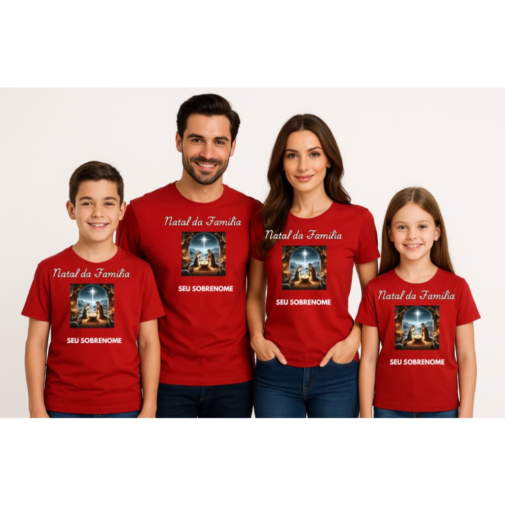 Kit Camisetas de Natal Personalizadas – Nome da Família Sob Encomenda